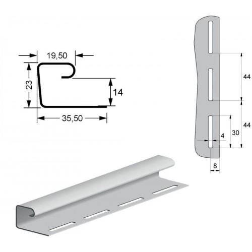 Профиль J Grand Line Standart серый (3,0м)