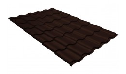Металлочерепица кредо Grand Line 0,5 GreenCoat Pural BT, matt RR 887 шоколадно-коричневый (RAL 8017 шоколад)