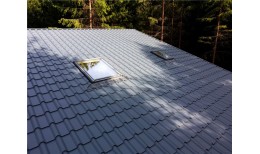 Металлочерепица камея 0,5 Rooftop Бархат RAL 7024 мокрый асфальт