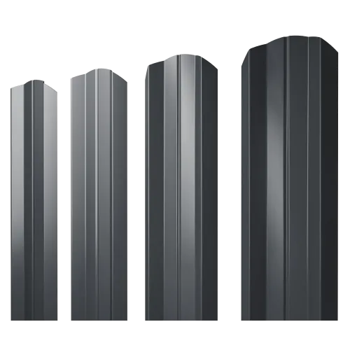 Штакетник М-образный А фигурный 0,4 PE-Double RAL 7024 мокрый асфальт