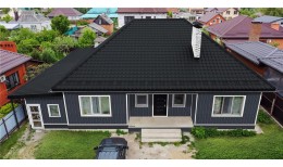 Металлочерепица камея Grand Line 0,5 PurLite Matt RAL 7024 мокрый асфальт