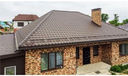 Металлочерепица камея Grand Line 0,5 PurLite Matt RR 32 темно-коричневый