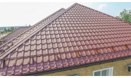 Металлочерепица камея Grand Line 0,5 PurLite Matt RAL 3005 красное вино