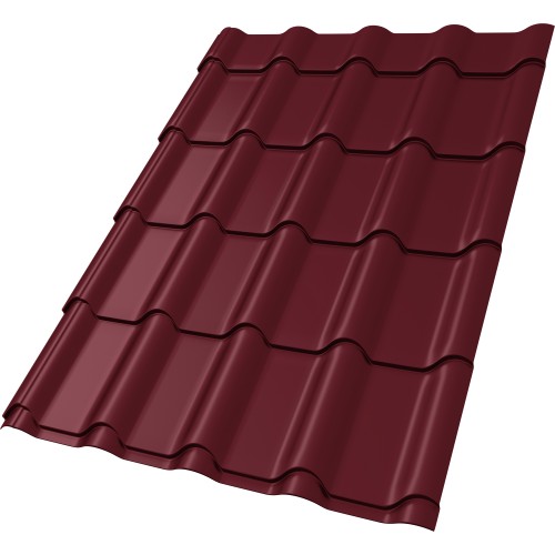 Металлочерепица камея 0,5 Satin Matt TX RAL 3005 красное вино