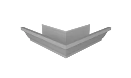 Угол желоба наружный Vortex в2 130мм RAL 9006 бело-алюминиевый