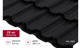 Металлочерепица квинта плюс 0,5 Satin Matt TX RAL 9005 черный