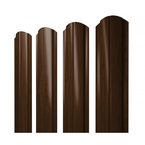 Штакетник Полукруглый Slim фигурный 0,45 Print Elite Choco Wood TwinColor