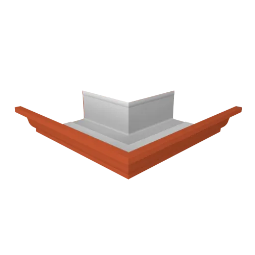 Угол желоба со сварным швом наружный Vortex Проект 210мм RAL 8004 терракота