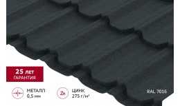 Металлочерепица квинта плюс 0,5 Velur X RAL 7016 антрацитово-серый