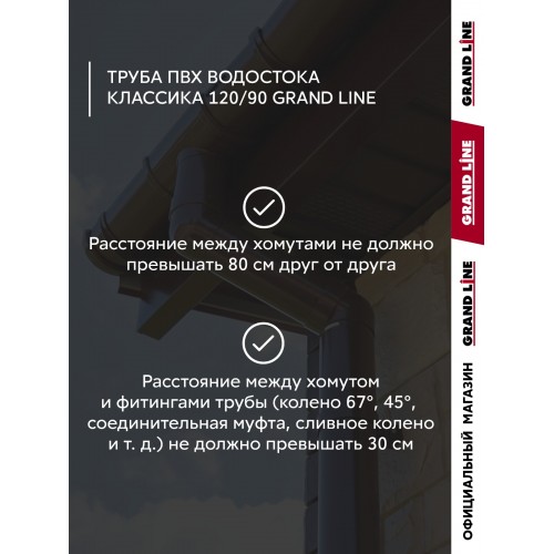 Комплект Труб ПВХ Grand Line 1,5м белый (RAL 9003) 2 шт