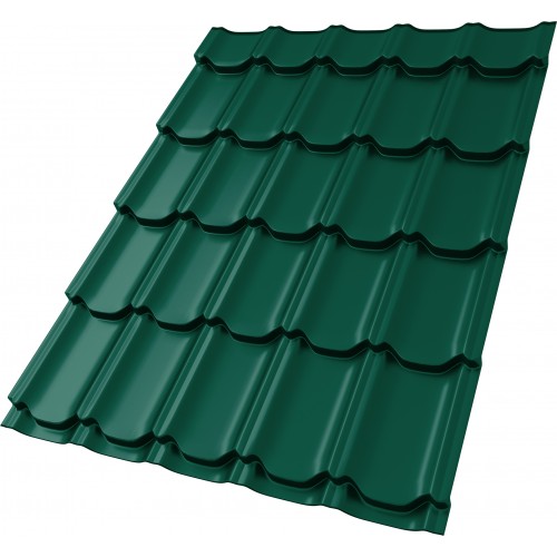 Металлочерепица квинта плюс 0,5 Satin Matt TX RAL 6005 зеленый мох