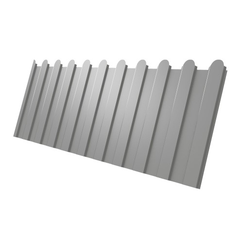 Профнастил С8A v02 фигурный Grand Line 0,5 Satin с пленкой RAL 9006 бело-алюминиевый