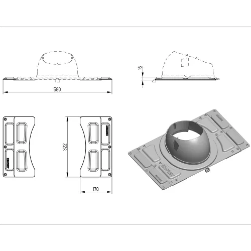 Доборный элемент к основанию Krovent Base-VT General серый